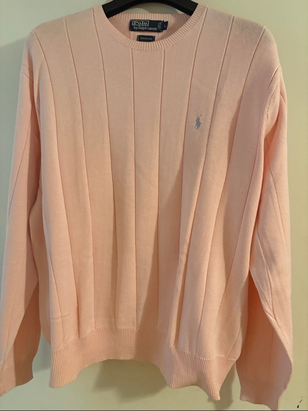 Polo by Ralph Lauren Pale Pink Ribbed Crewneck Sweater